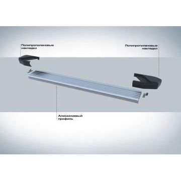 Пороги алюминиевые Rival Silver New для Hyundai Santa Fe/Santa Fe Premium 2012-2018