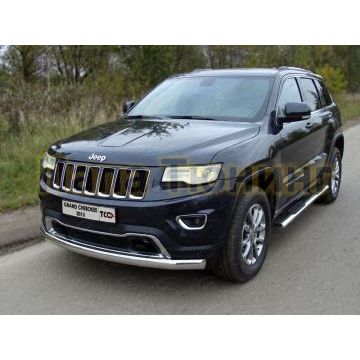 Защита передняя овальная длинная 75-42 мм ТСС для Jeep Grand Cherokee 2013-