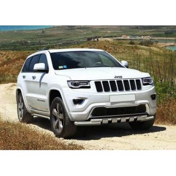 Защита передняя двойная с накладками 76-57 мм Rival для Jeep Grand Cherokee 2013-