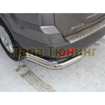 Защита задняя двойные уголки 76-42 мм (кроме пневмоподвески) ТСС для Kia Mohave 2008-2016 Защита задняя двойные уголки 76-42 мм (кроме пневмоподвески) ТСС для Kia Mohave 2008-2016