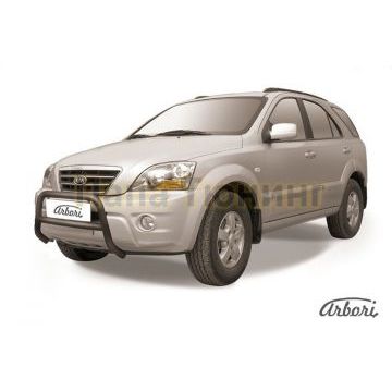 Кенгурин чёрная сталь низкий 57 мм Slitkoff для Kia Sorento 2006-2009