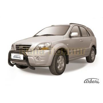Кенгурин чёрная сталь низкий 76 мм Slitkoff для Kia Sorento 2006-2009