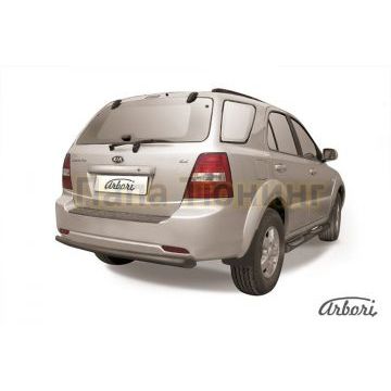 Защита заднего бампера чёрная сталь 57 мм Slitkoff для Kia Sorento 2006-2009