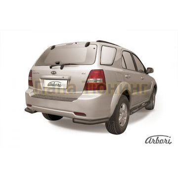 Защита задняя уголки чёрная сталь 57 мм Slitkoff для Kia Sorento 2006-2009