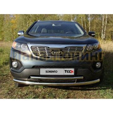 Защита передняя двойная 60-42 мм ТСС для Kia Sorento 2009-2012 Защита передняя двойная 60-42 мм ТСС для Kia Sorento 2009-2012