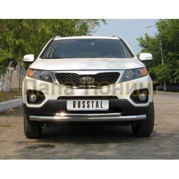 Защита передняя двойная d57-d42 РусСталь для Kia Sorento 2009-2012