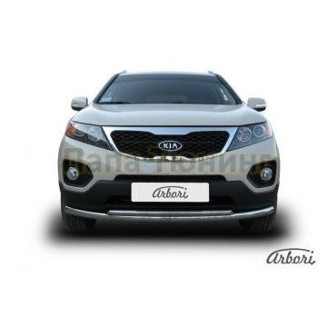 Защита передняя двойная радиусная 57-42 мм Slitkoff для Kia Sorento 2009-2012 Защита передняя двойная радиусная 57-42 мм Slitkoff для Kia Sorento 2009-2012