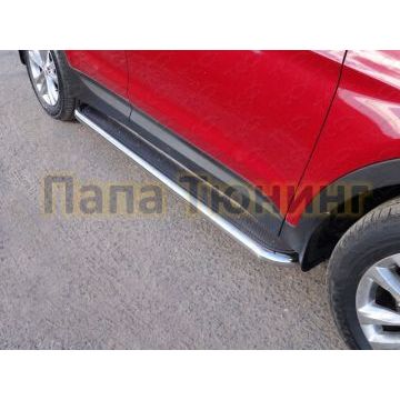 Пороги с площадкой нержавеющий лист 60 мм ТСС для Hyundai Santa Fe 2015-2018 Пороги с площадкой нержавеющий лист 60 мм ТСС для Hyundai Santa Fe 2015-2018