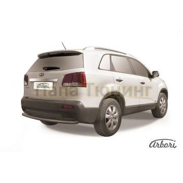 Защита заднего бампера чёрная сталь радиусная 57 мм Slitkoff для Kia Sorento 2009-2012 Защита заднего бампера чёрная сталь радиусная 57 мм Slitkoff для Kia Sorento 2009-2012