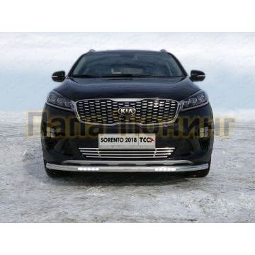 Защита переднего бампера с ДХО 60 мм ТСС для Kia Sorento Prime 2018-