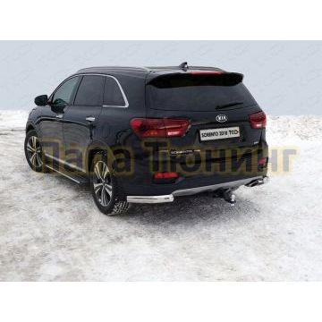 Защита задняя овальные уголки 75х42 мм ТСС для Kia Sorento Prime 2018-