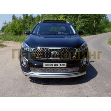 Защита переднего бампера овальная 75-42 мм ТСС для Kia Sorento Prime 2015-2017