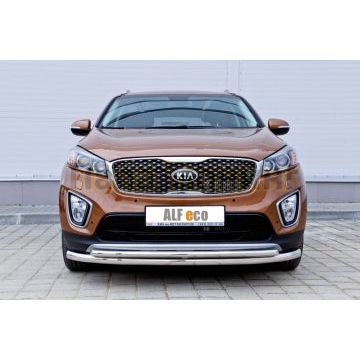 Защита передняя двойная 60-42 мм ALFeco для Kia Sorento Prime 2015-2017