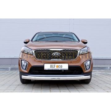 Защита передняя овальная 75х42 мм ALFeco для Kia Sorento Prime 2015-2017