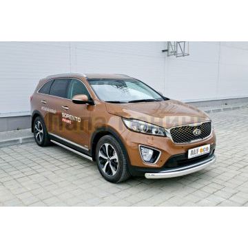 Защита передняя овальная 75х42 мм ALFeco для Kia Sorento Prime 2015-2017