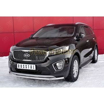 Защита переднего бампера d42 РусСталь для Kia Sorento Prime 2015-2017