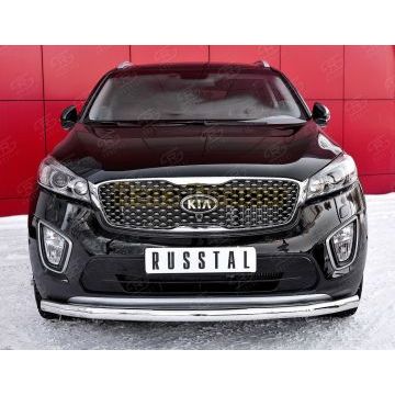 Защита переднего бампера d57 РусСталь для Kia Sorento Prime 2015-2017