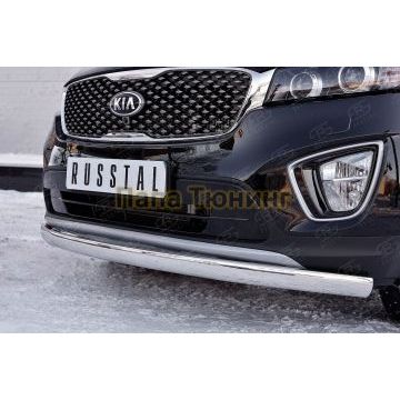 Защита передняя овальная 75х42 мм РусСталь для Kia Sorento Prime 2015-2017
