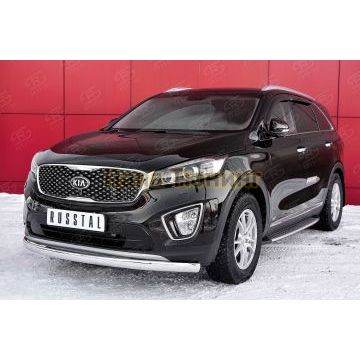 Защита передняя овальная 75х42 мм РусСталь для Kia Sorento Prime 2015-2017