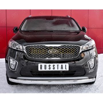 Защита передняя овальная 75х42 мм РусСталь для Kia Sorento Prime 2015-2017
