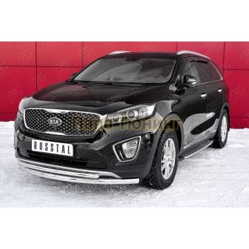 Защита передняя двойная d57-d42 РусСталь для Kia Sorento Prime 2015-2017