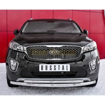 Защита передняя двойная d57-d42 РусСталь для Kia Sorento Prime 2015-2017