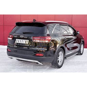 Защита заднего бампера волна под машину d42 РусСталь для Kia Sorento Prime 2015-2017