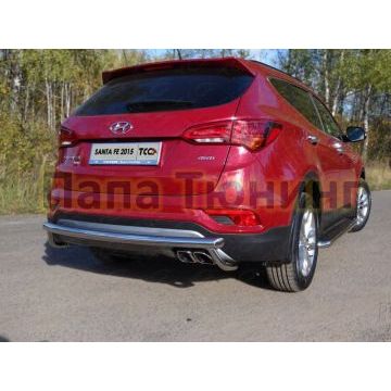 Защита заднего бампера 60-42 мм ТСС для Hyundai Santa Fe 2015-2018 Защита заднего бампера 60-42 мм ТСС для Hyundai Santa Fe 2015-2018