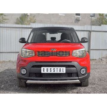 Защита передняя овальная 75х42 мм РусСталь для Kia Soul 2016-2019