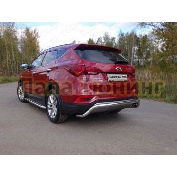 Защита заднего бампера 60 мм ТСС для Hyundai Santa Fe 2015-2018 Защита заднего бампера 60 мм ТСС для Hyundai Santa Fe 2015-2018