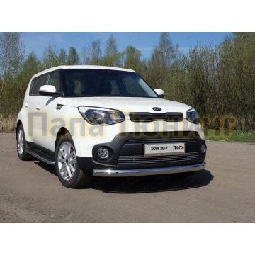 Защита передняя овальная 75х42 мм ТСС для Kia Soul 2016-2019 Защита передняя овальная 75х42 мм ТСС для Kia Soul 2016-2019