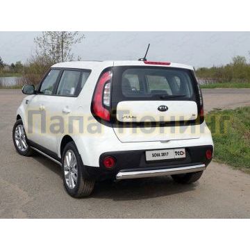 Защита заднего бампера овальная 75х42 мм ТСС для Kia Soul 2016-2019 Защита заднего бампера овальная 75х42 мм ТСС для Kia Soul 2016-2019