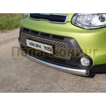 Защита переднего бампера овальная 75-42 мм ТСС для Kia Soul 2014-2016