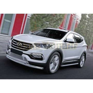 Накладка решетки радиатора 10 мм Rival для Hyundai Santa Fe Premium 2015-2018