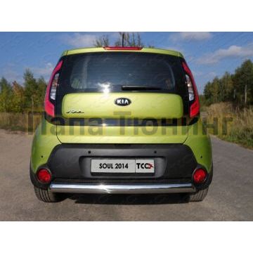 Защита заднего бампера овальная 75-42 мм ТСС для Kia Soul 2014-2016