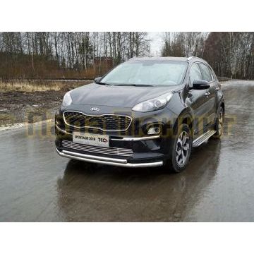 Защита передняя двойная 60-42 мм для Kia Sportage 2018-2021 Защита передняя двойная 60-42 мм для Kia Sportage 2018-2021