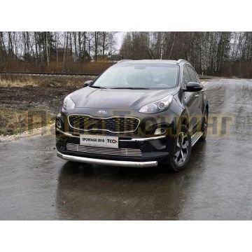 Защита передняя овальная 75х42 мм для Kia Sportage 2018-2021 Защита передняя овальная 75х42 мм для Kia Sportage 2018-2021