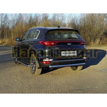 Защита заднего бампера овальная 75х42 мм для Kia Sportage 2018-2021 Защита заднего бампера овальная 75х42 мм для Kia Sportage 2018-2021