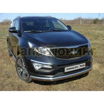 Защита передняя овальная 75-42 мм ТСС для Kia Sportage 2014-2015 Защита передняя овальная 75-42 мм ТСС для Kia Sportage 2014-2015