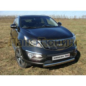 Защита передняя овальная короткая 75-42 мм ТСС для Kia Sportage 2014-2015 Защита передняя овальная короткая 75-42 мм ТСС для Kia Sportage 2014-2015
