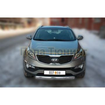 Защита передняя овальная 75х42 мм ALFeco для Kia Sportage 2010-2015