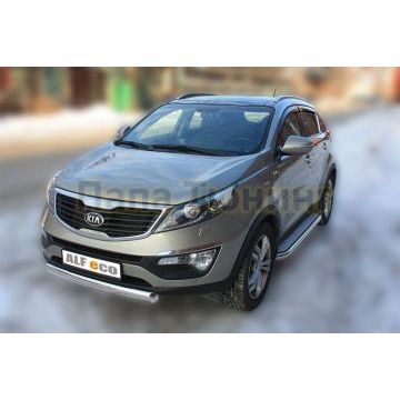 Защита передняя овальная 75х42 мм ALFeco для Kia Sportage 2010-2015