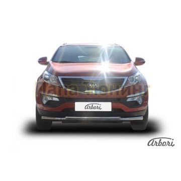 Защита передняя двойная 57-42 мм Slitkoff для Kia Sportage 2010-2015 Защита передняя двойная 57-42 мм Slitkoff для Kia Sportage 2010-2015