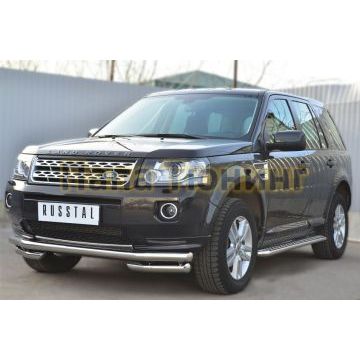 Защита передняя двойная d57-d57 уголки РусСталь для Land Rover Freelander 2 2012-2014