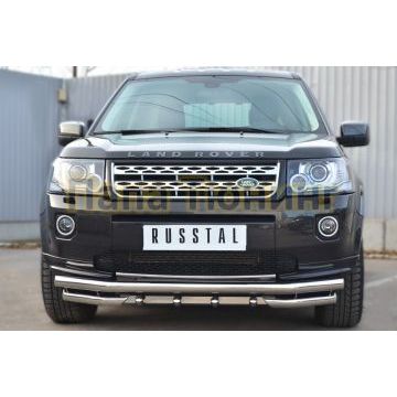 Защита передняя двойная d57-d57 РусСталь для Land Rover Freelander 2 2012-2014
