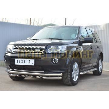 Защита передняя двойная d57-d57 РусСталь для Land Rover Freelander 2 2012-2014