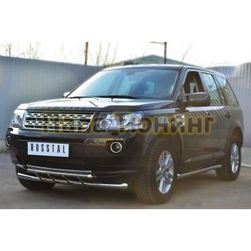 Защита передняя двойная d57-d42 РусСталь для Land Rover Freelander 2 2012-2014