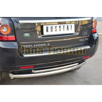 Защита заднего бампера двойная d57-d42 РусСталь для Land Rover Freelander 2 2012-2014