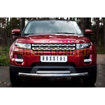 Защита передняя двойная d76-d42 РусСталь для Land Rover Evoque 2011-