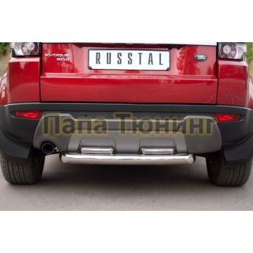 Защита заднего бампера двойная d76-d42 х2 РусСталь для Land Rover Evoque 2011-